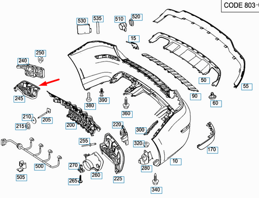 new mercedes-benz glk-class x204 rear right bumper bracket a2048856265 original