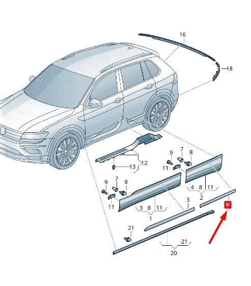 NEW VOLKSWAGEN TIGUAN AD MK2 REAR RIGHT DOOR LOWER MOLDING 5NA853334A2ZZ