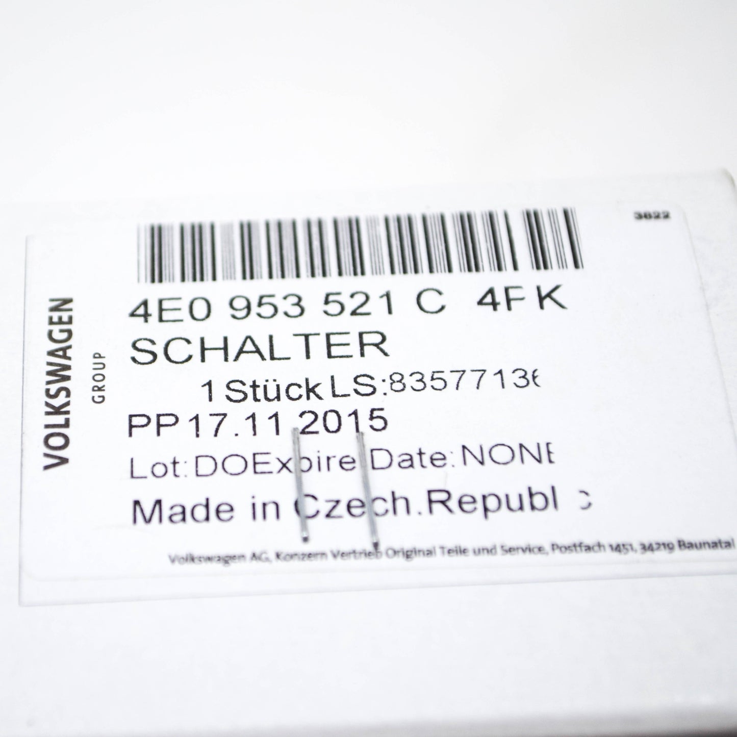 NEW AUDI A6 C6 STEERING COLUMN CRUISE CONTROL STALK 4E0953521C4PK ORIGINAL