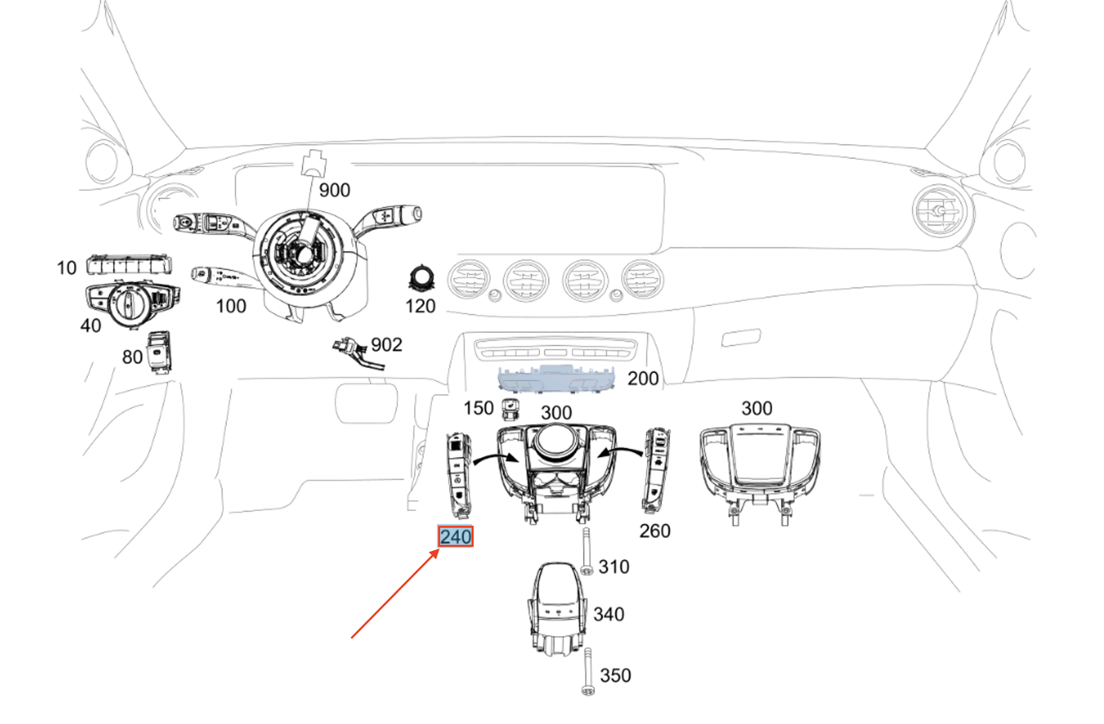 NEW MB E W213 AMG LOWER CONTROL PANEL LEFT SWITCH BLOCK A2139052404 ORIGINAL
