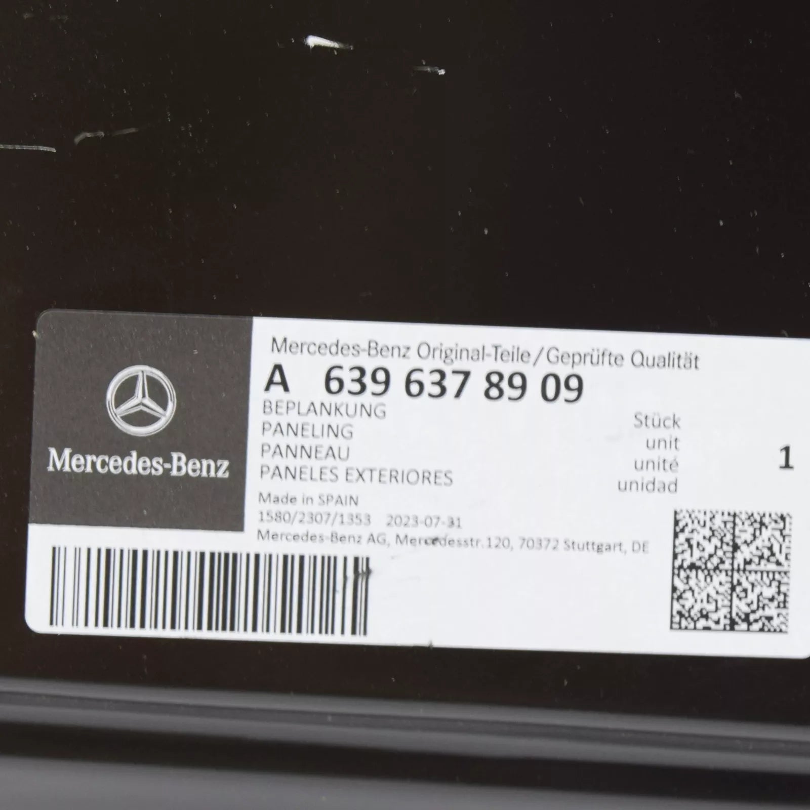 NEW MB VITO W639 REAR RIGHT ROCKER PANELLING A6396378909 ORIGINAL