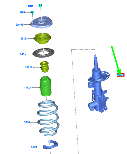 new ford focus mk4 c519 front right shock absorber assy 2475018 original