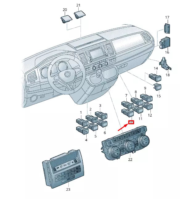 NEW VW TRANSPORTER T6 SLIDING DOOR ACTUAT. LEFT PUSHBUTTON 7E0959856EWHS