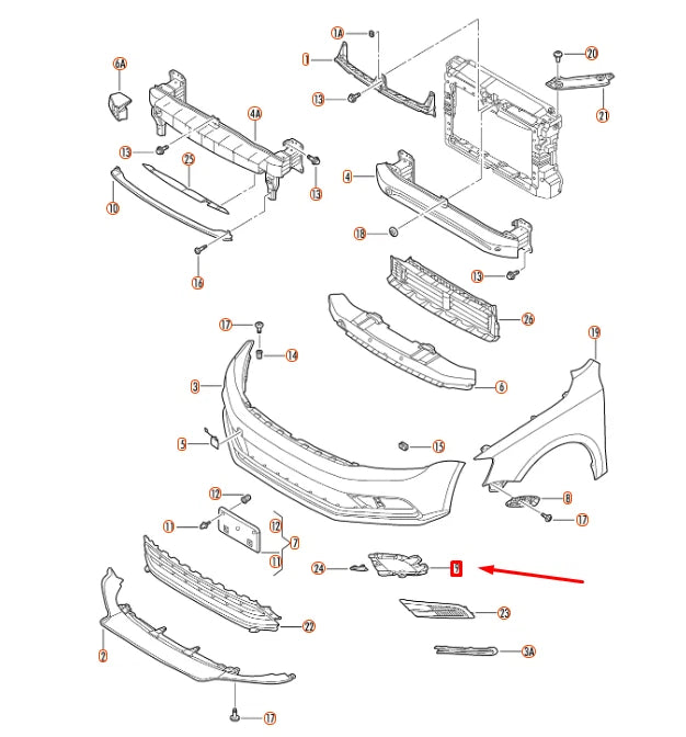NEW VW JETTA A6 FRONT BUMPER LEFT FOG LIGHT BRACKET 5C6807261 ORIGINAL