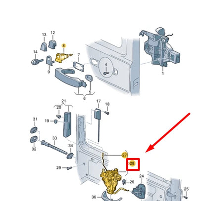 NEW VW TRANSPORTER MK5 T5 LEFT DOOR LOCK 7E0843653BK GENUIE ORIGINAL