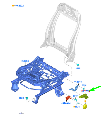 new ford kuga mk2 c520 front right seat track control handle lhd 1784207
