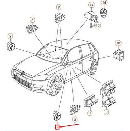 NEW VW POLO 6R ADJUSTABLE AND HEATED MIRRORS SWITCH LHD 6R1959565FREH ORIGINAL