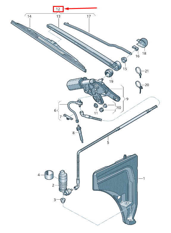 NEW AUDI Q7 4M REAR GLASS WIPER ARM WITH WIPER BLADE 4M0955405B1P9 ORIGINAL