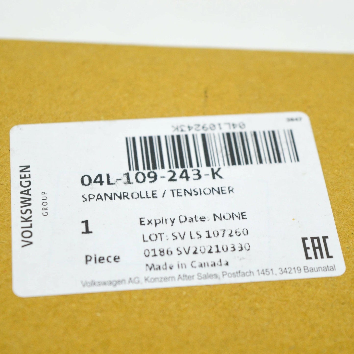 NEW AUDI A3 SPORTBACK 8V TOOTHED BELT TENSIONER ROLLER 04L109243K