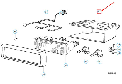 NEW BMW 8 E31 FRONT RIGHT HEADLIGHT HOUSING 63128354544 8354544 ORIGINAL