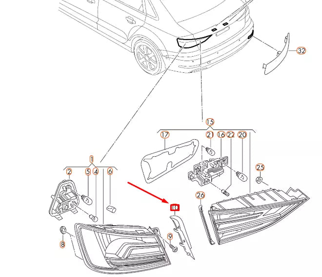 NEW AUDI A3 8V REAR RIGHT TAIL LIGHT TRIM 8V5945254A ORIGINAL