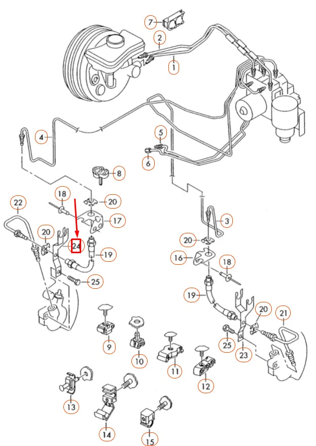 NEW AUDI A4 B7 FRONT RIGHT BRAKE HYDRAULIC HOSE BRACKET 4B0615134G ORIGINAL