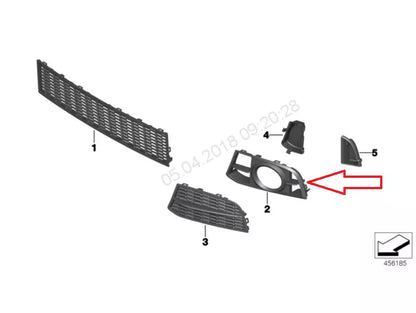 NEW BMW 5 F10 FRONT BUMPER M SPORT LEFT GRILLE 51118059001 8059001 2015 ORIGINAL