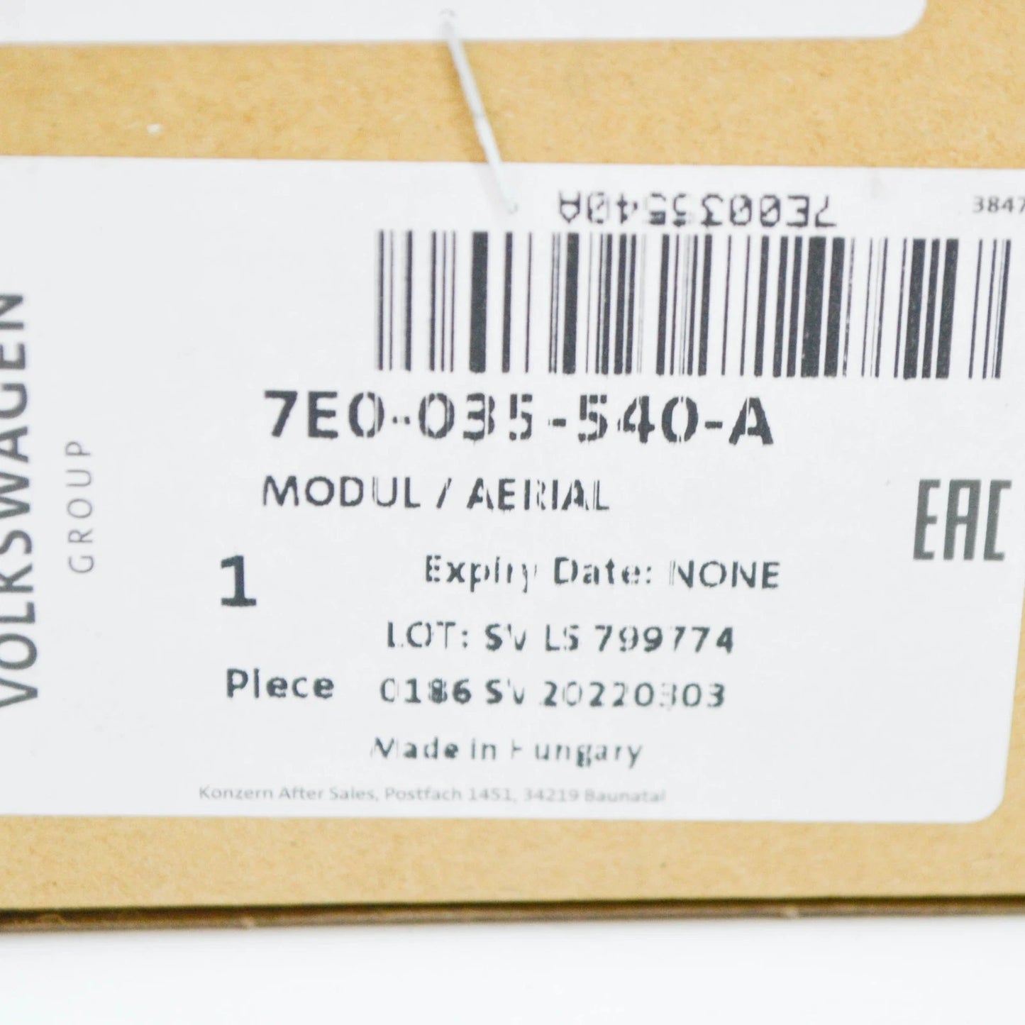 NEW VOLKSWAGEN TRANSPORTER T5 AERIAL ANTENNA GPS MODULE 7E0035540A