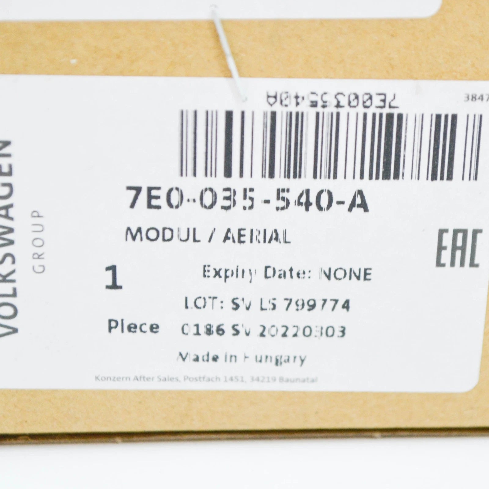 NEW VOLKSWAGEN TRANSPORTER T5 AERIAL ANTENNA GPS MODULE 7E0035540A