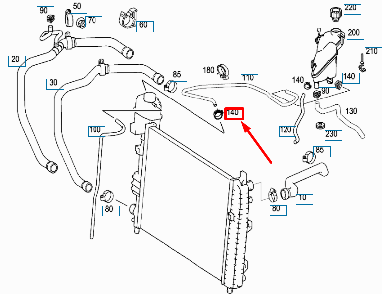 new mercedes-benz a w168 engine radiator vent line clamp a1409950005 original