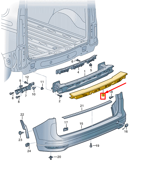 new vw caddy sb mk4 rear bumper foam filler piece 2k7807252 original