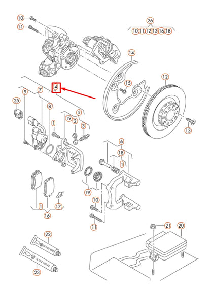 NEW AUDI A4 B8 REAR RIGHT BRAKE CALIPER HOUSING 8K0615404A ORIGINAL