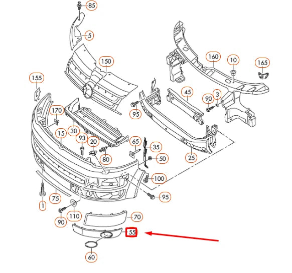 NEW VW TRANSPORTER T5 FRONT BUMPER LEFT GRILLE INSERT TRIM 7E5807489DGRU