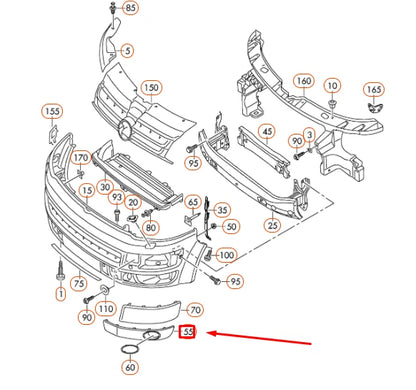 NEW VW TRANSPORTER T5 FRONT BUMPER LEFT GRILLE INSERT TRIM 7E5807489DGRU