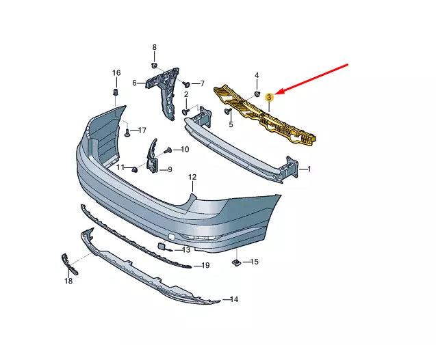NEW VW JETTA A7 REAR BUMPER CENTRE BRACKET SECURING STRIP 17A807863 ORIGINAL