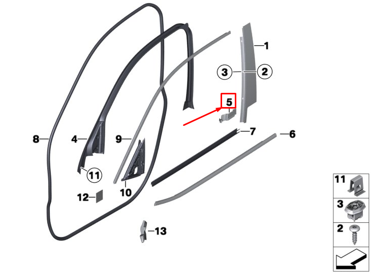 new bmw x4 f26 left b-pillar closing panel seal 51337400475 original