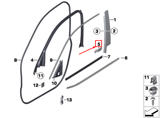 new bmw x4 f26 left b-pillar closing panel seal 51337400475 original