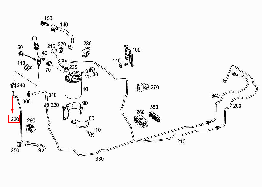 new mercedes-benz gla x156 from filter to engine fuel hose a2464760026 original