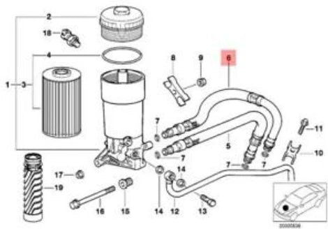 NEW BMW 5 E34 ENGINE OIL COOLER HOSE 11421747126 1747126 ORIGINAL