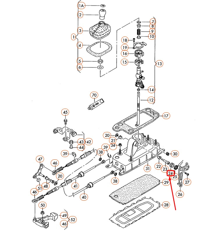 NEW AUDI A3 8P1 SELECTOR MECHANISM GUIDE BUSH 1K0711124 ORIGINAL