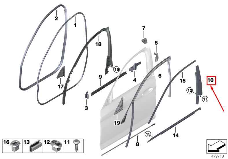 NEW BMW 5 TOURING G31 FRONT RIGHT DOOR B-PILLAR TRIM 51337336954 ORIGINAL