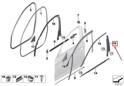 NEW BMW 5 TOURING G31 FRONT RIGHT DOOR B-PILLAR TRIM 51337336954 ORIGINAL