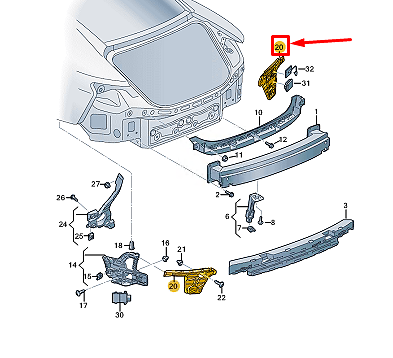 new audi e-tron gt rear left bumper bracket 4j3807125 original