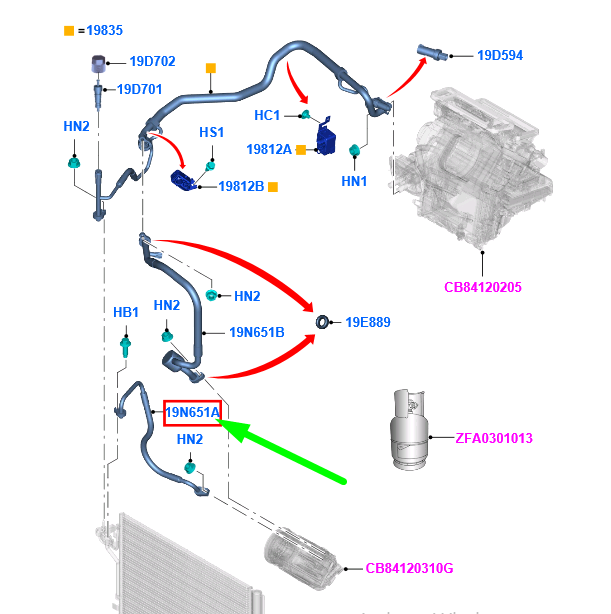 new ford focus mk3 c346 a/c system tube assy 1814019 av61-19n601-fd original