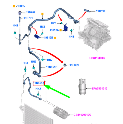 new ford focus mk3 c346 a/c system tube assy 1814019 av61-19n601-fd original