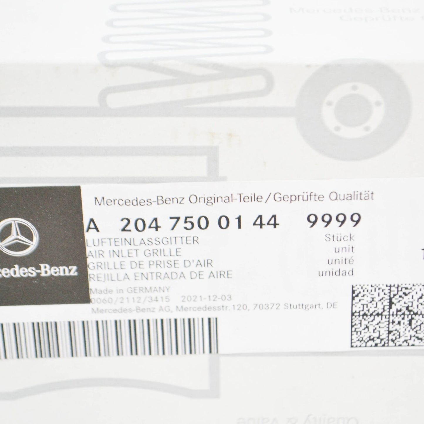 NEW MB C W204 AMG FRONT HOOD LEFT AIR INLET GRILLE A20475001449999 ORIGINAL