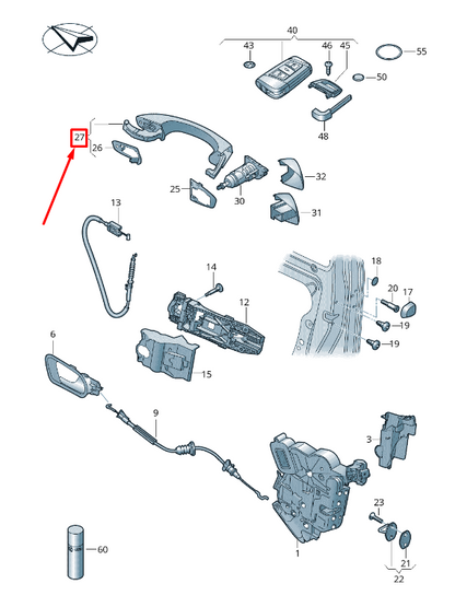NEW VW GOLF VII 5G1 MK7 FRONT RIGHT DOOR EXTERIOR HANDLE 5G0837205NGRU ORIGINAL
