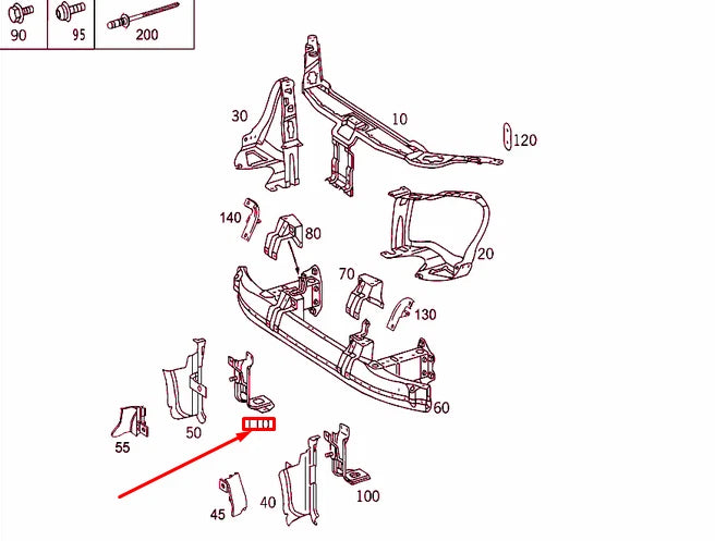 NEW MERCEDES-BENZ S W220 RIGHT RADIATOR SUPPORT CONSOLE A2206202031 ORIGINAL