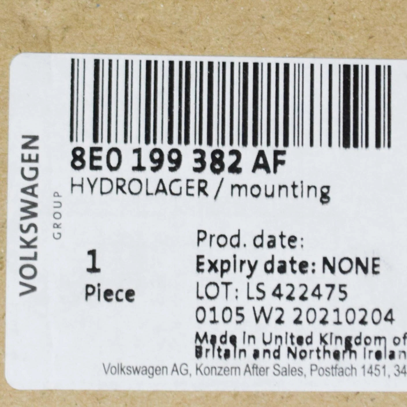 NEW AUDI A4 B7 RIGHT ENGINE MOUNT 8E0199382AF 3.2 PETROL 188KW ORIGINAL