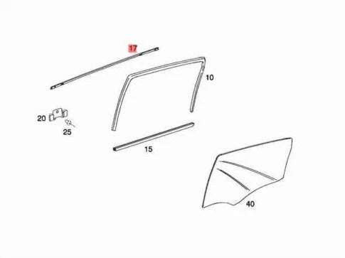 NEW MB B-CLASS W245 REAR WINDOW SEALING RAIL OUTSIDE RIGHT A1697351665 ORIGINAL