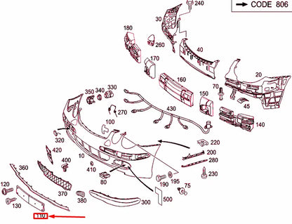 NEW MB E W211 FRONT BUMPER LICENSE PLATE MOLDING A2118850281 ORIGINAL