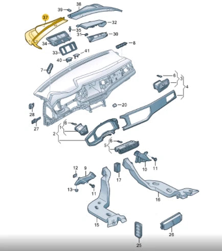 NEW VW POLO AW FRONT WINDSHIELD WIPER COWL LEFT TRIM LHD 2G1819403G9B9 ORIGINAL