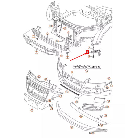 NEW AUDI TT 8J FRONT RIGHT BUMPER GUIDE SECTION 8J0807184B ORIGINAL