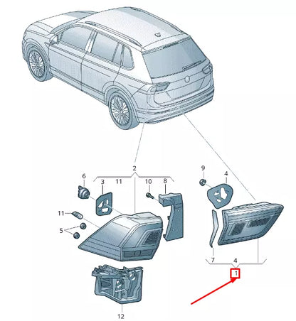 NEW VOLKSWAGEN TIGUAN AD MK2 REAR LEFT SIDE TAILGATE TAILLIGHT 5NN945093