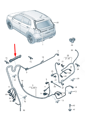 new volkswagen t-cross c11 tailgate bootlid wiring grommet 2gm971829 original
