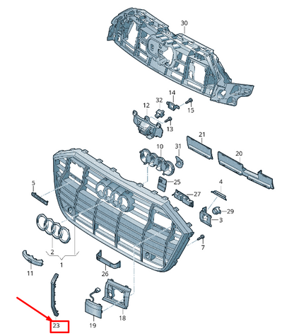 NEW AUDI A6 4A C8 RIGHT RADIATOR GRILLE TRIM 4K98532303Q7 ORIGINAL