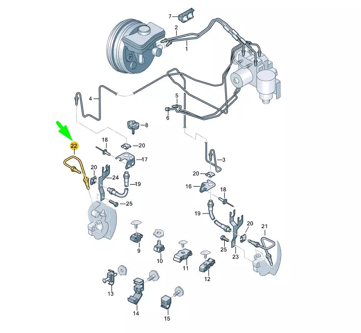 NEW AUDI A8 D3 FRONT RIGHT PISTON HOUSING BRAKE PIPE 4E0611722H ORIGINAL