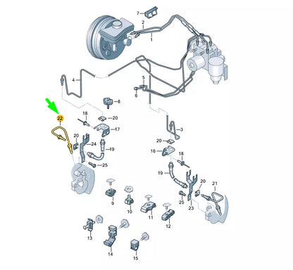 NEW AUDI A8 D3 FRONT RIGHT PISTON HOUSING BRAKE PIPE 4E0611722H ORIGINAL