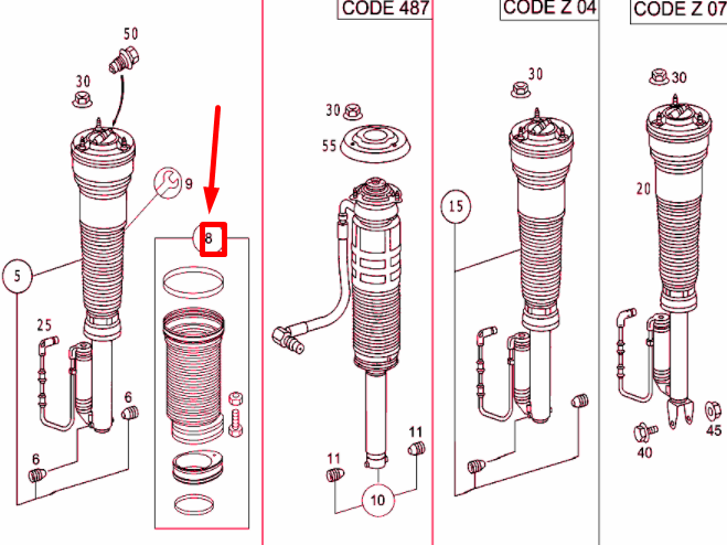 NEW MERCEDES-BENZ S W220 FRONT STRUT BOOT KIT A2203300085 ORIGINAL
