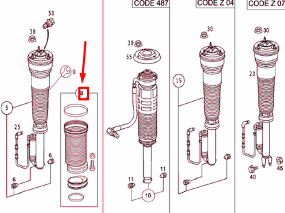 NEW MERCEDES-BENZ S W220 FRONT STRUT BOOT KIT A2203300085 ORIGINAL